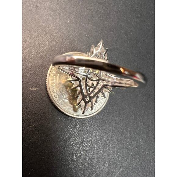 NEW Green apatite floral spray ring in rhodium over sterling silver size 7 - Picture 6 of 16